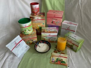 bunte Palette von dekorativ aufgestellten Nahrungsergänzungsmittel