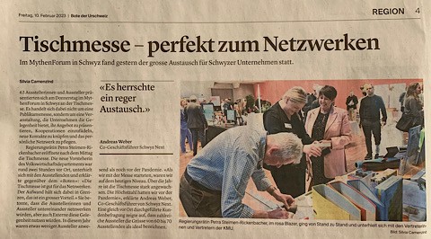 Zeitungsausschnitt über die Tischmesse