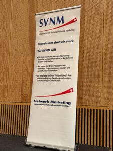 Werbebanner für den Verband SVNM = Schweizerischer Verband Network Marketing