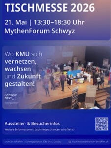 Veranstaltungsflyer für die Tischmesse in Schwyz, vom 21.5.26